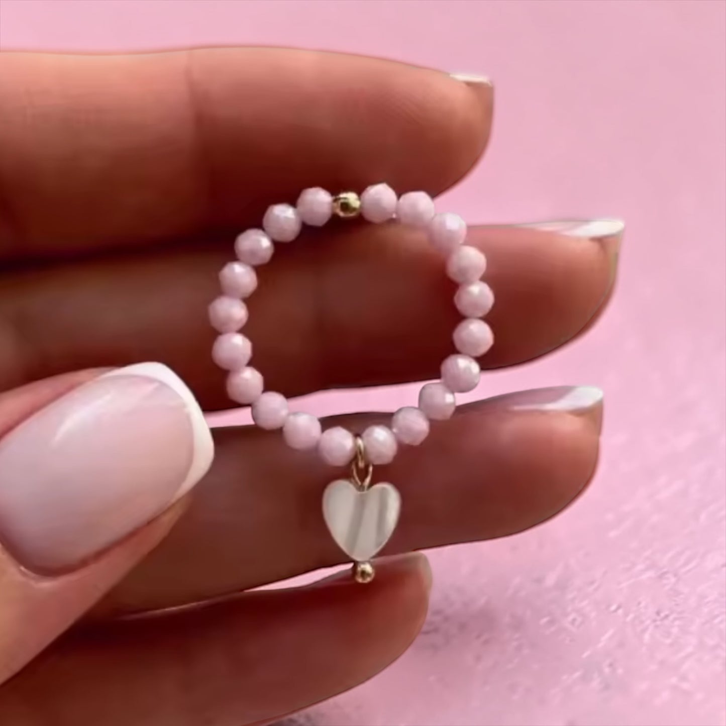 HERZ PERLEN RING ROSA