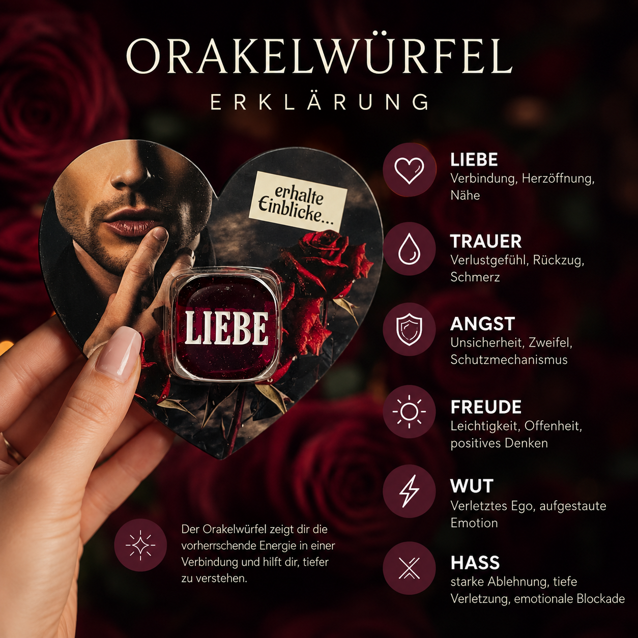 ORAKELWÜRFEL ROT "EINBLICKE"
